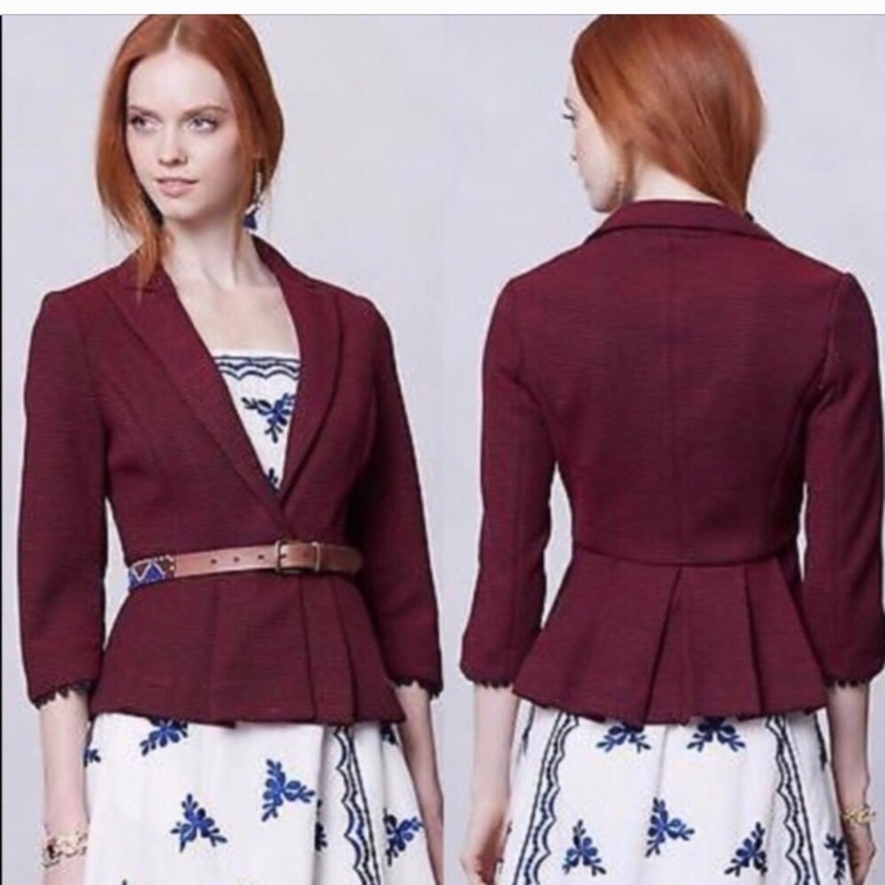 Anthropologie Tabitha ‘Chandelier’ Red/blue jacket